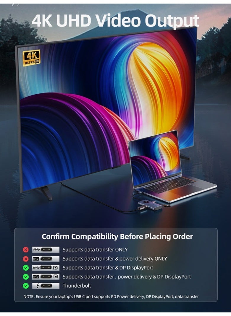 CABLETIME 6 IN 1 USB C MULTIPORT TRAVEL HUB COMPATIBLE WITH IPAD ANDROID TABLET IMAC - Image 5